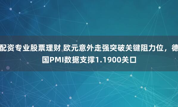 配资专业股票理财 欧元意外走强突破关键阻力位，德国PMI数据支撑1.1900关口