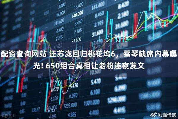 配资查询网站 汪苏泷回归桃花坞6,雪琴缺席内幕曝光! 650组合真相让老粉连夜发文